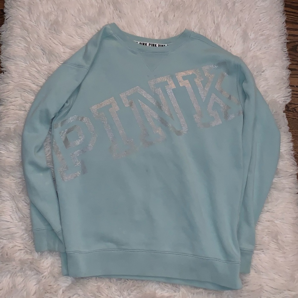 PINK blue crew neck